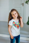 Embroidered T-shirt for girl Yasochka (white)