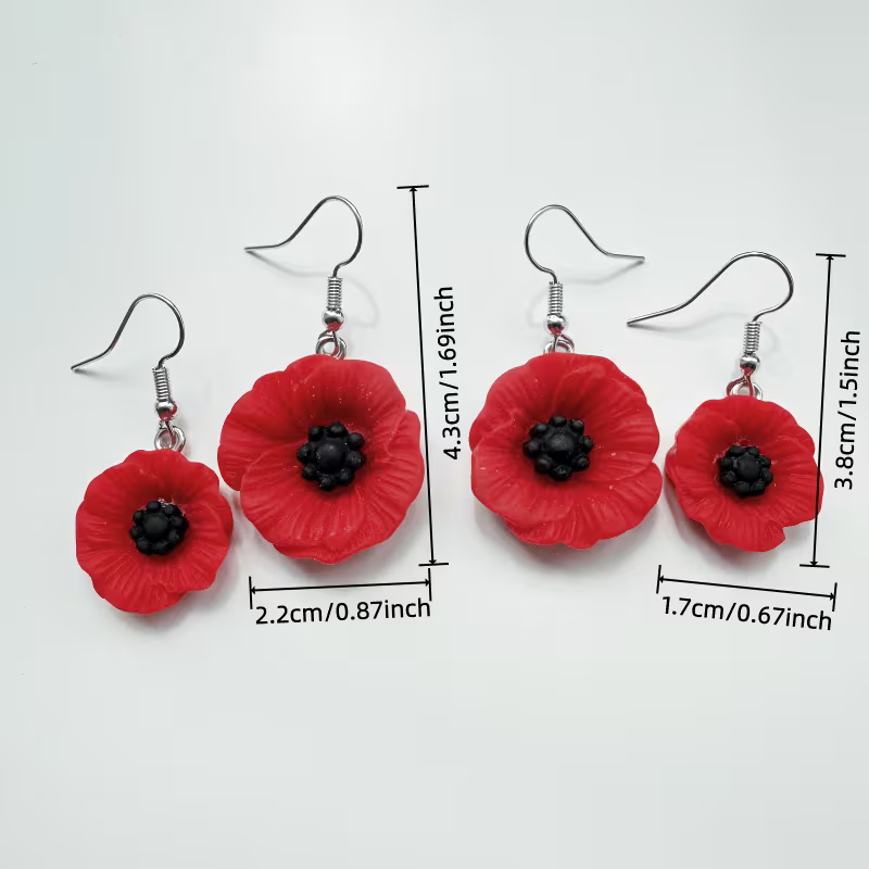 Earrings Red Poppy  Medium