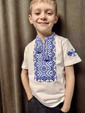 Kid's embroidered T-shirt "Zoryanchyk" 146, 158  (white with blue)