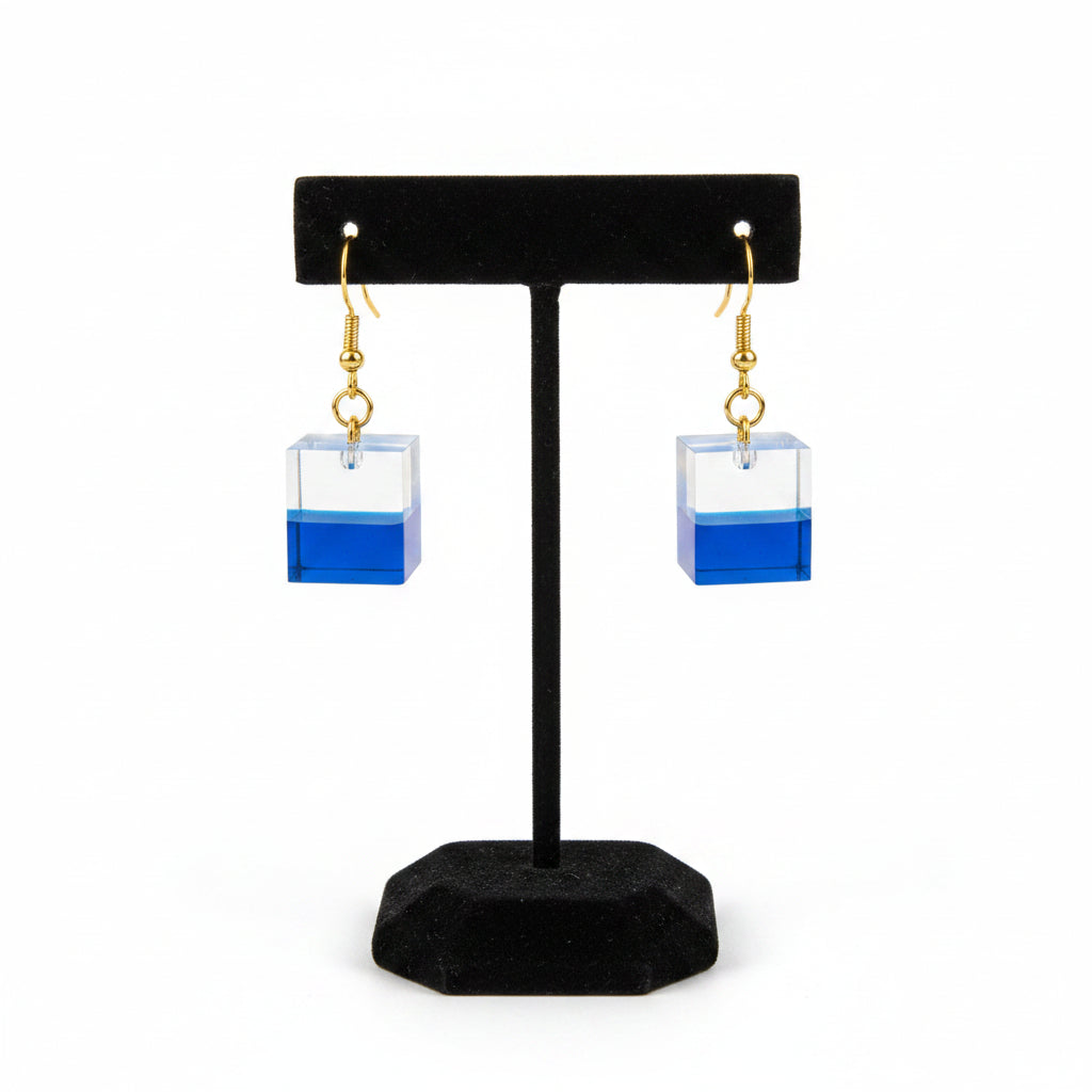 Earrings pair cube of two colors