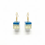 Earrings pair cube of two colors