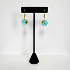 Earrings with flowers/cube of two colors