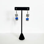 Earrings with flowers/cube of two colors