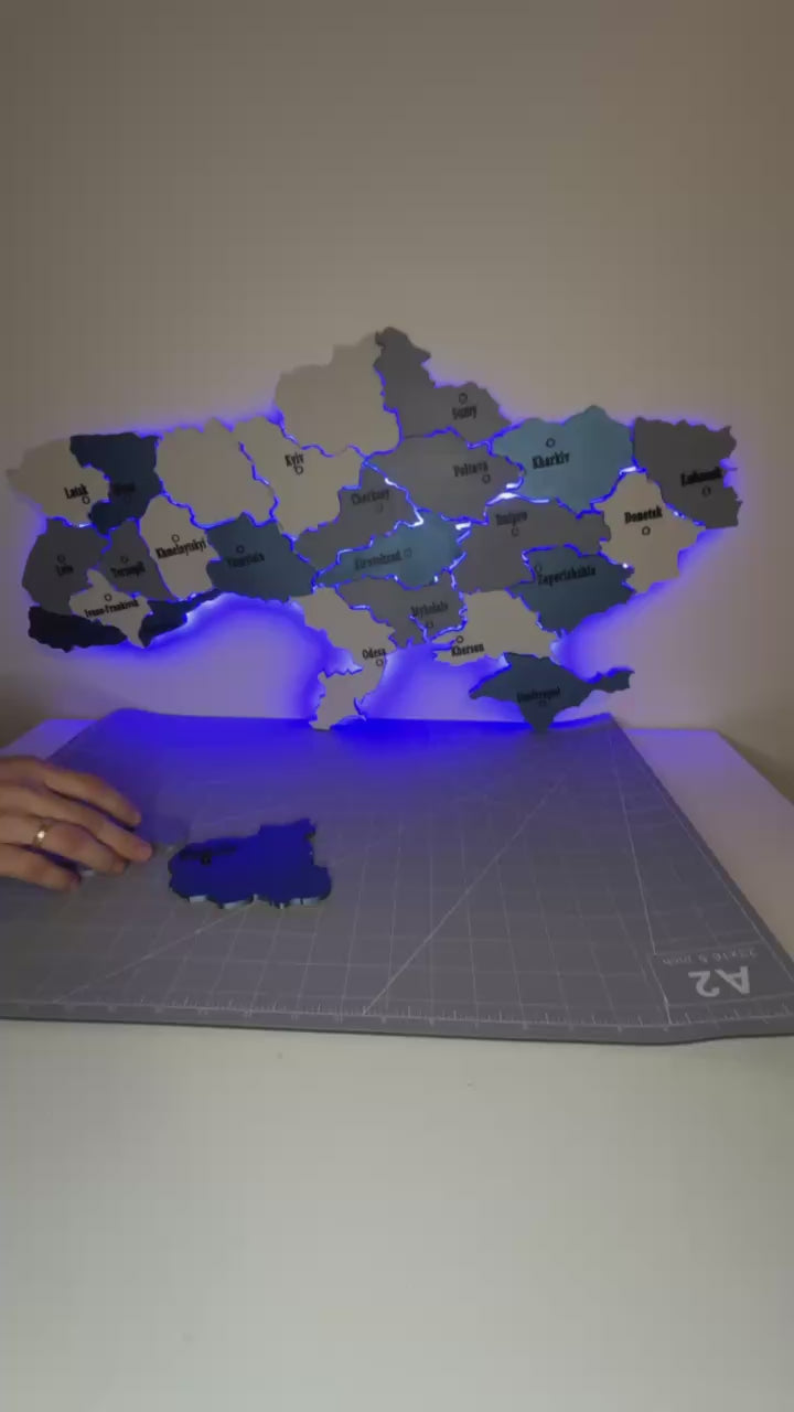 3D printed Map of Ukraine with backlight