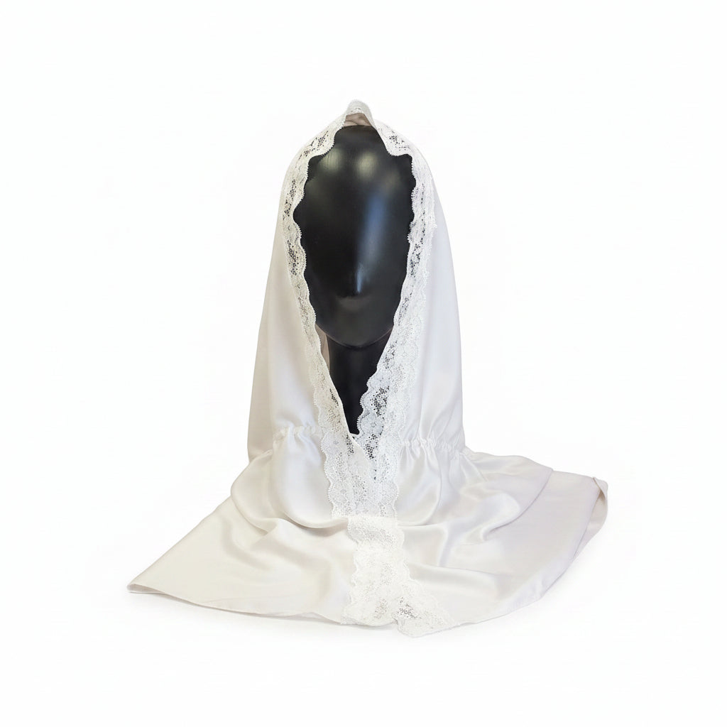 White Lace Ukrainian Headscarf for baptism