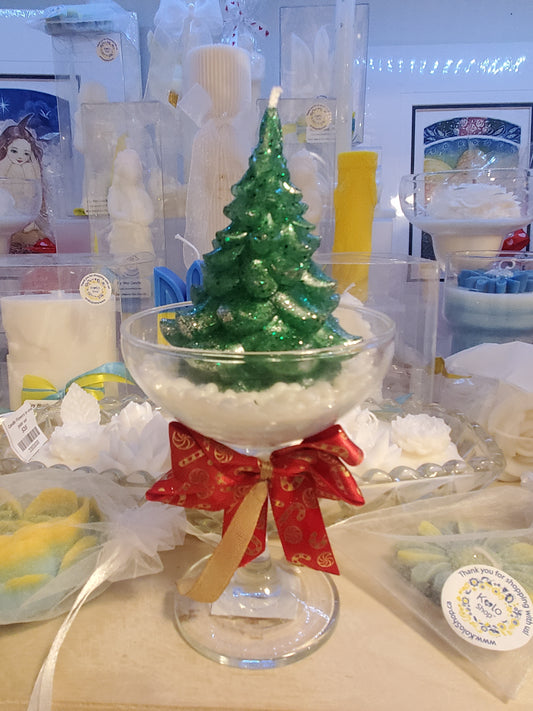 Christmas Tree candle in a glass