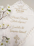 Embroidered baby blanket for baptism "Kryghma" Order