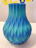 3D Printed Vase Wave Blue