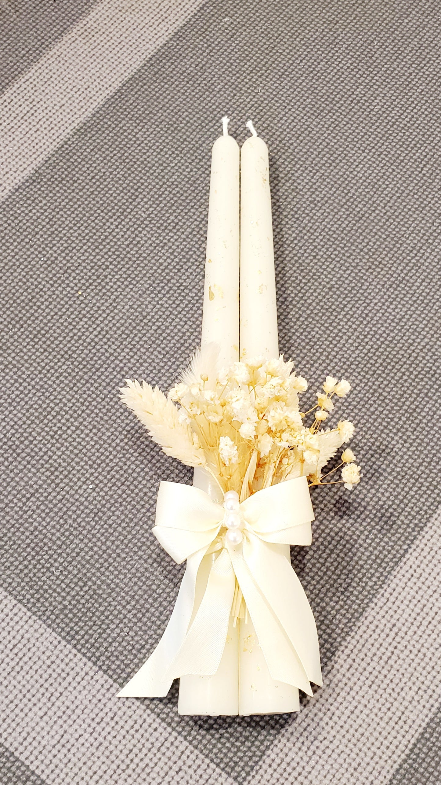 Beeswax wedding candles set (gold)