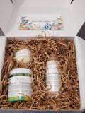Gift set: body scrub, bomb, salt