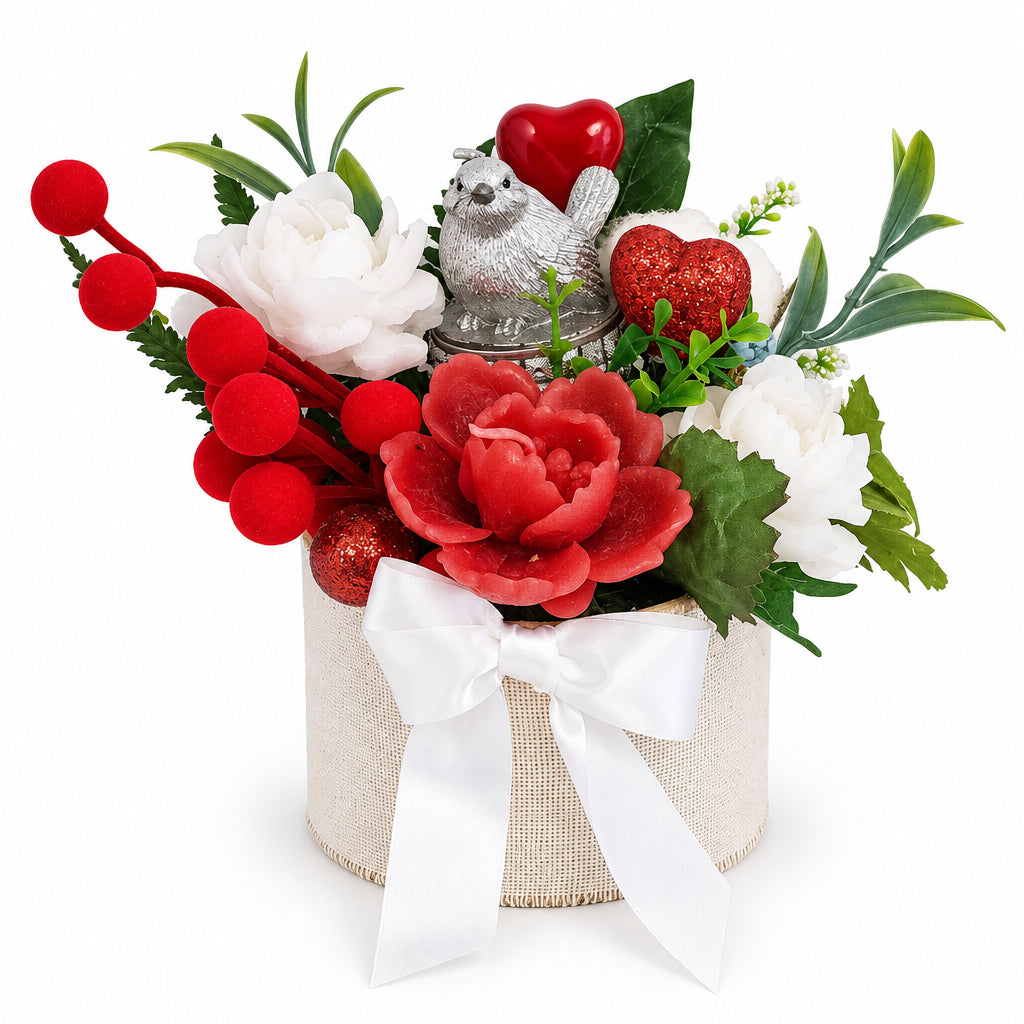 Bouquet of candle flowers in a box