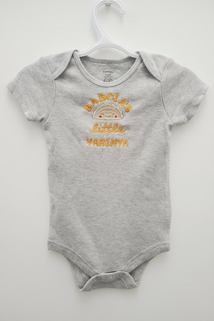 Baby bodysuit embroidered "Babcia's Little Varenyk" (6-12 month)