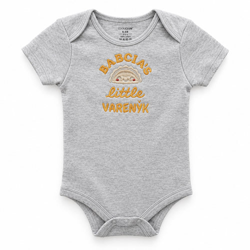 Baby bodysuit embroidered "Babcia's Little Varenyk" (6-12 month)