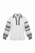 Embroidered women's blouse (white with buttons), Size L