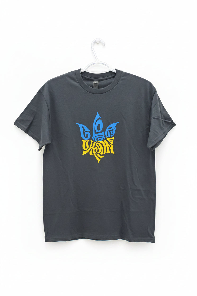 T-shirt T1 AB (black with y/b trident), Size M, L