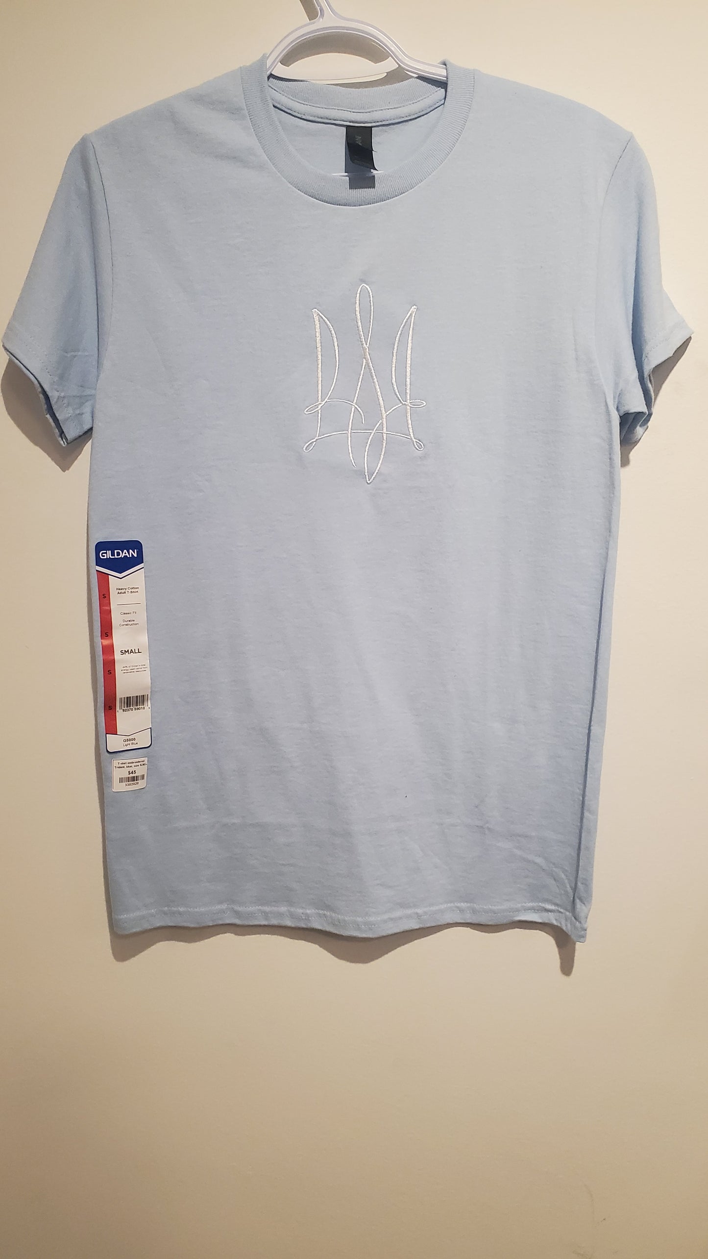 T-shirt embroidered Trident, blue, size S, L