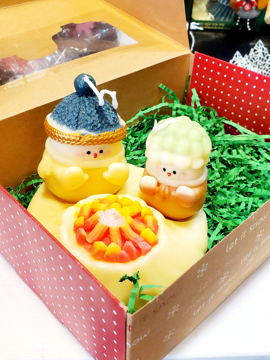 Candle Christmas set (green box, brown)