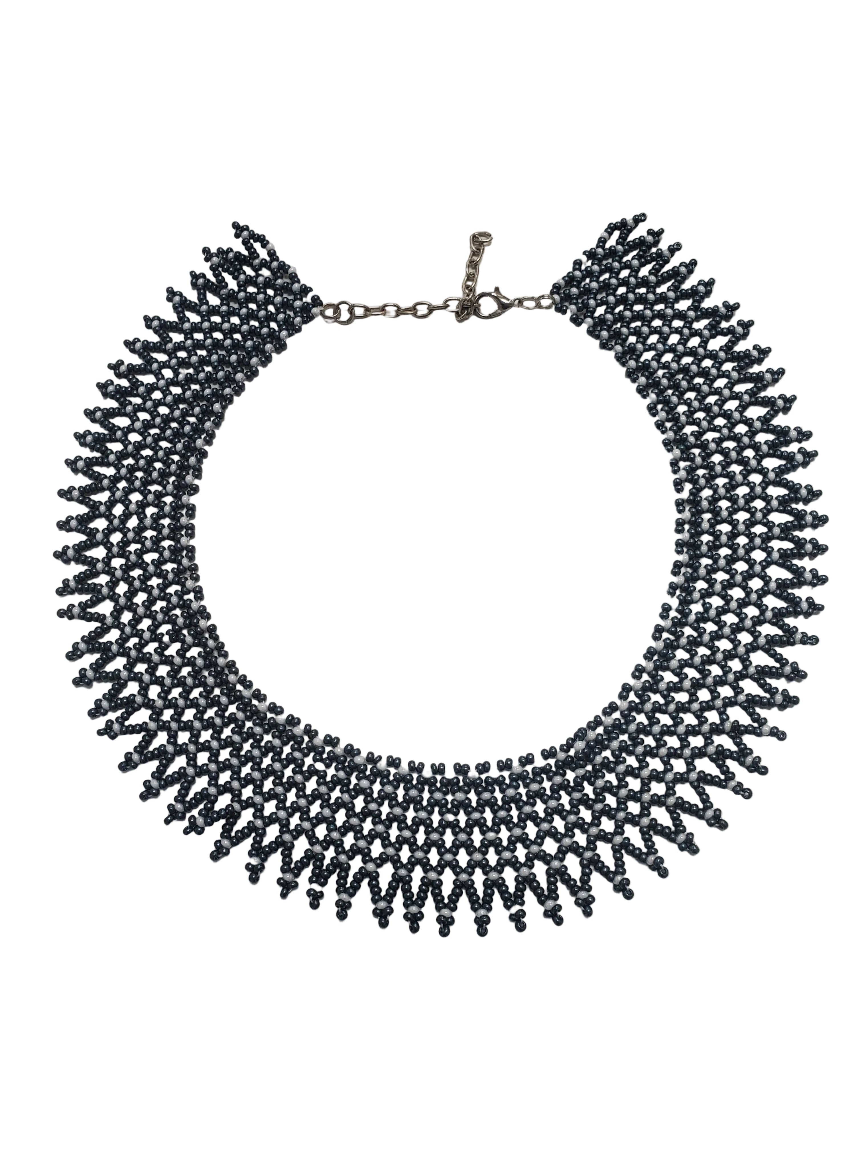 Handmade beaded necklace "Sylyanka" (grey/white)