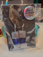 Earrings with flowers/cube of two colors