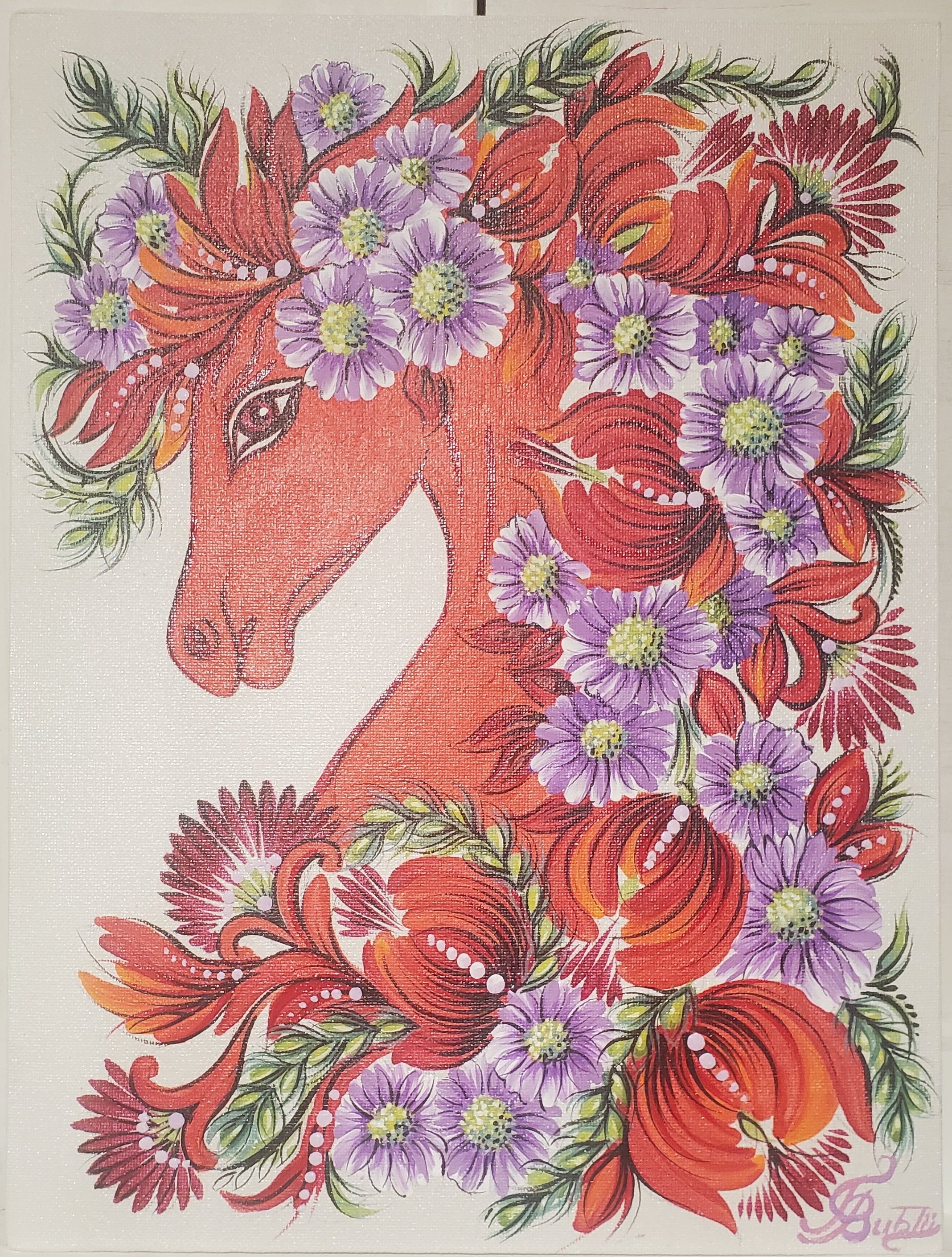 Picture Red Horse 12*9”
