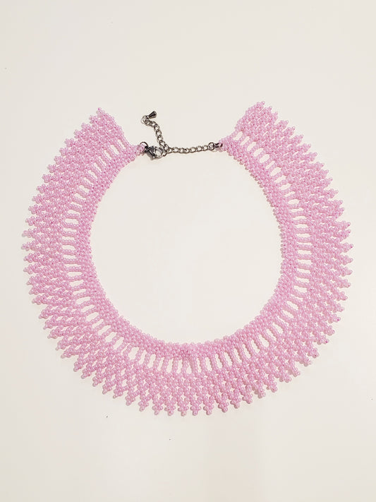 Beaded Necklace T2 (black/rose)