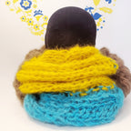 Dog wool snood Blue/Yellow