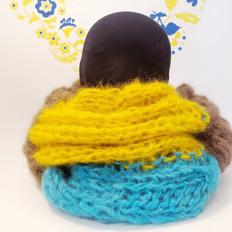 Dog wool snood Blue/Yellow