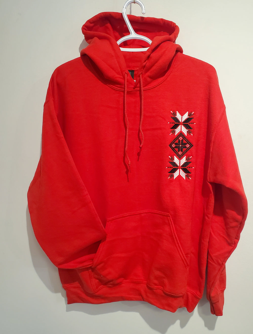 Hoodie embroidered with ornament, Red, M, L, XL