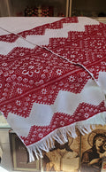Embroidered Wedding Towel red (handmade)