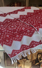 Embroidered Wedding Towel red (handmade)