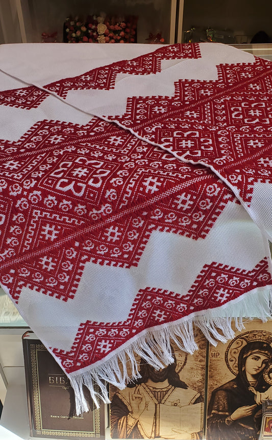 Embroidered Wedding Towel red (handmade)