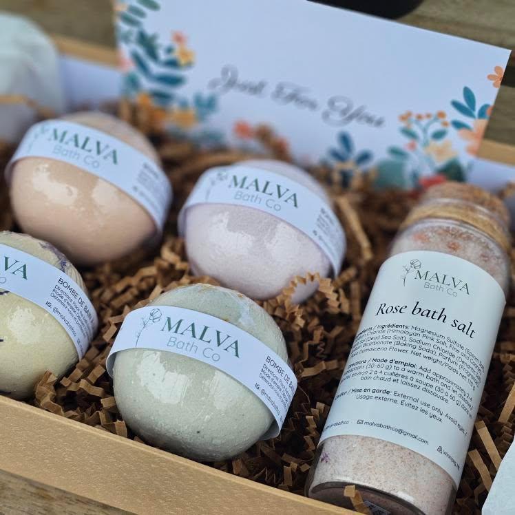 Brown Gift Box with bath bombs & bath salt