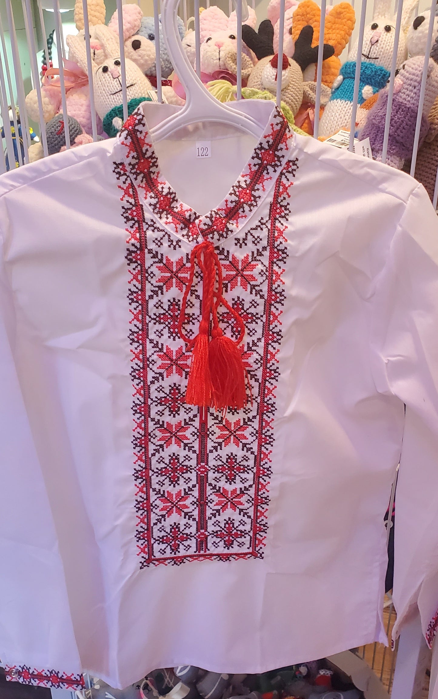 Embroidered children's shirt 122 red/blk