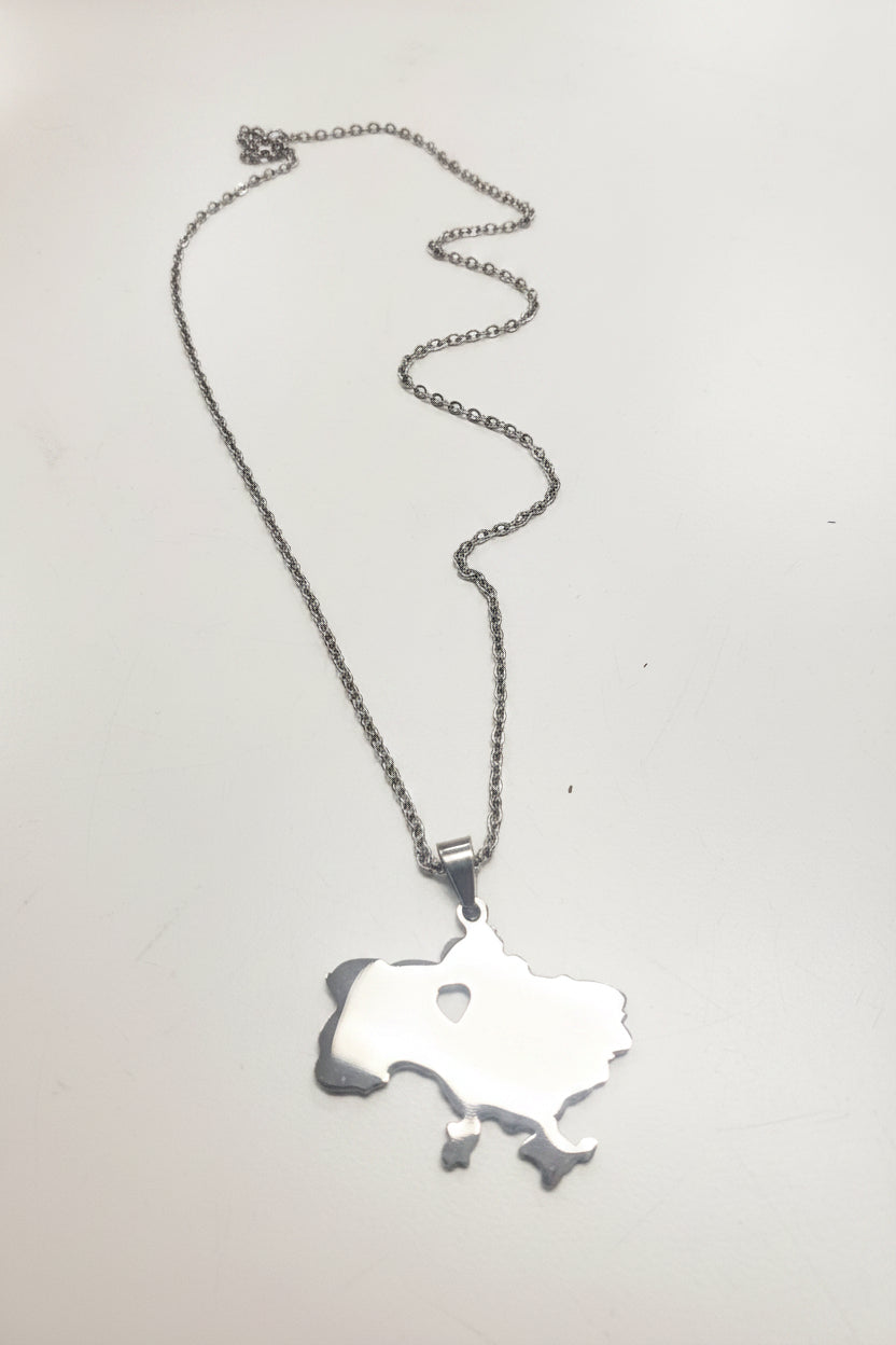 Pendant map of UA with a chain (gold/silver)