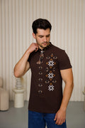 Embroidered men's T-shirt "Galychanka" brown (2XL)