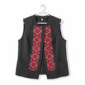 Embroidered women's vest (grey with red ornament), Size XXL
