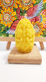 Beeswax Candle Egg with flowers Large
