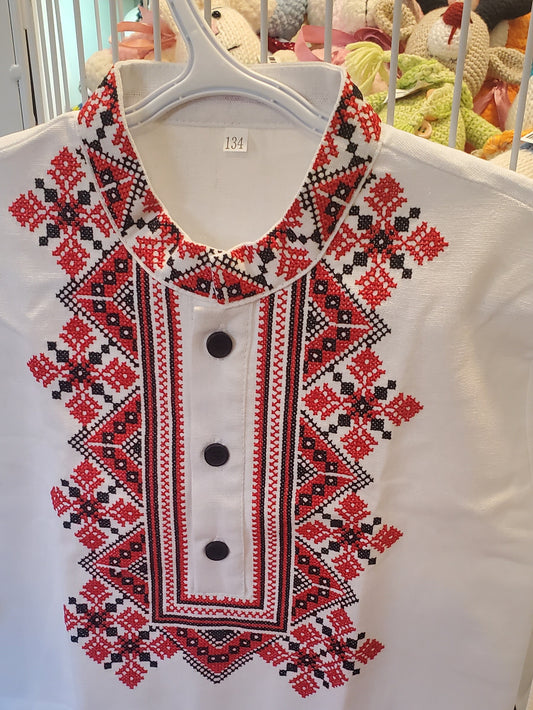 Embroidered children's shirt 134 red/blk