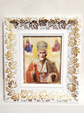 Christian Icon St Nicolas (White frame)
