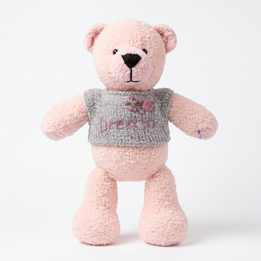 Hand-knitted Bear Toy in sweater