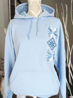 Hoodie embroidered with ornament, Blue, L