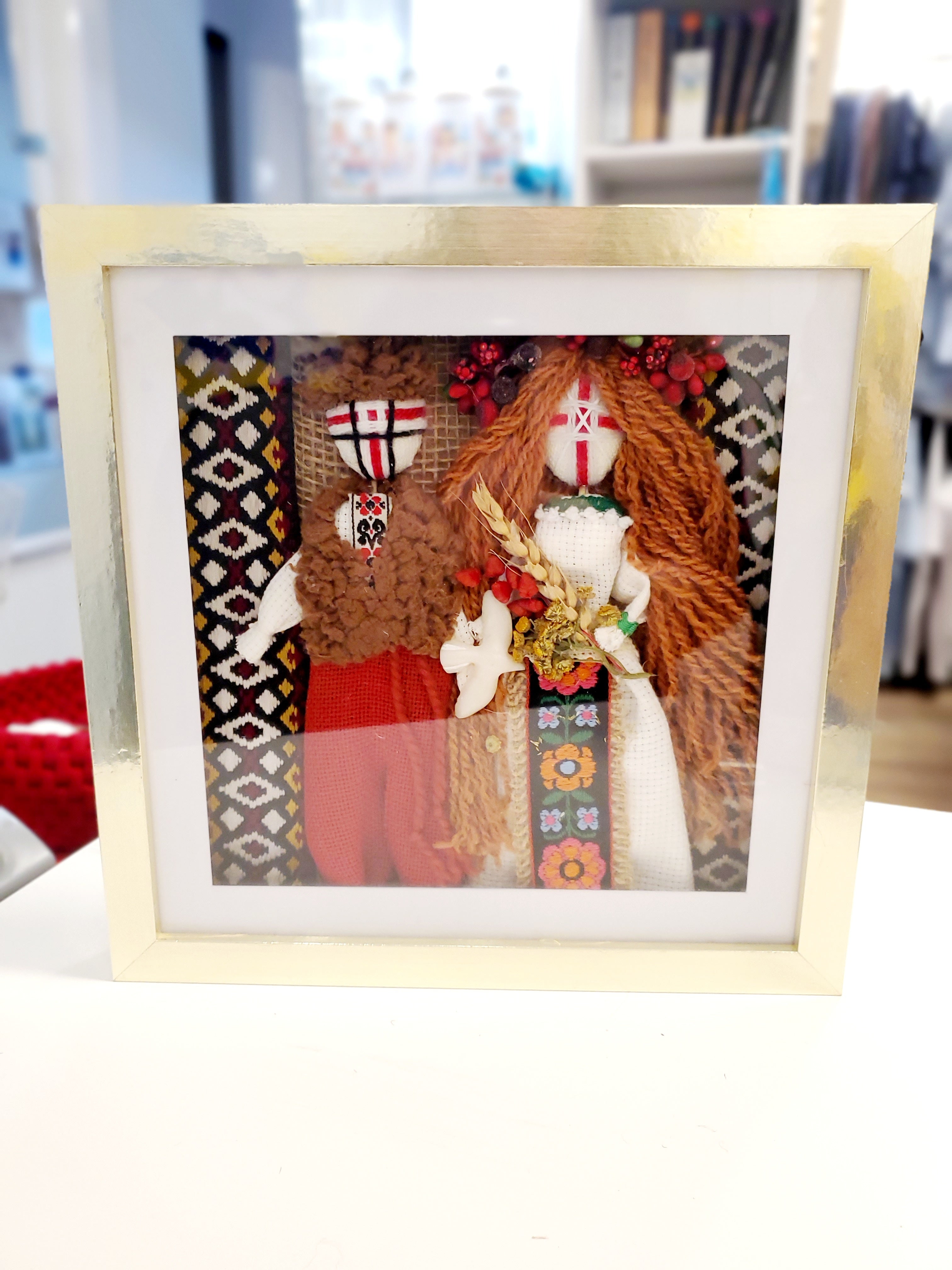 Valentine's Day gift Motanka dolls Family in frame
