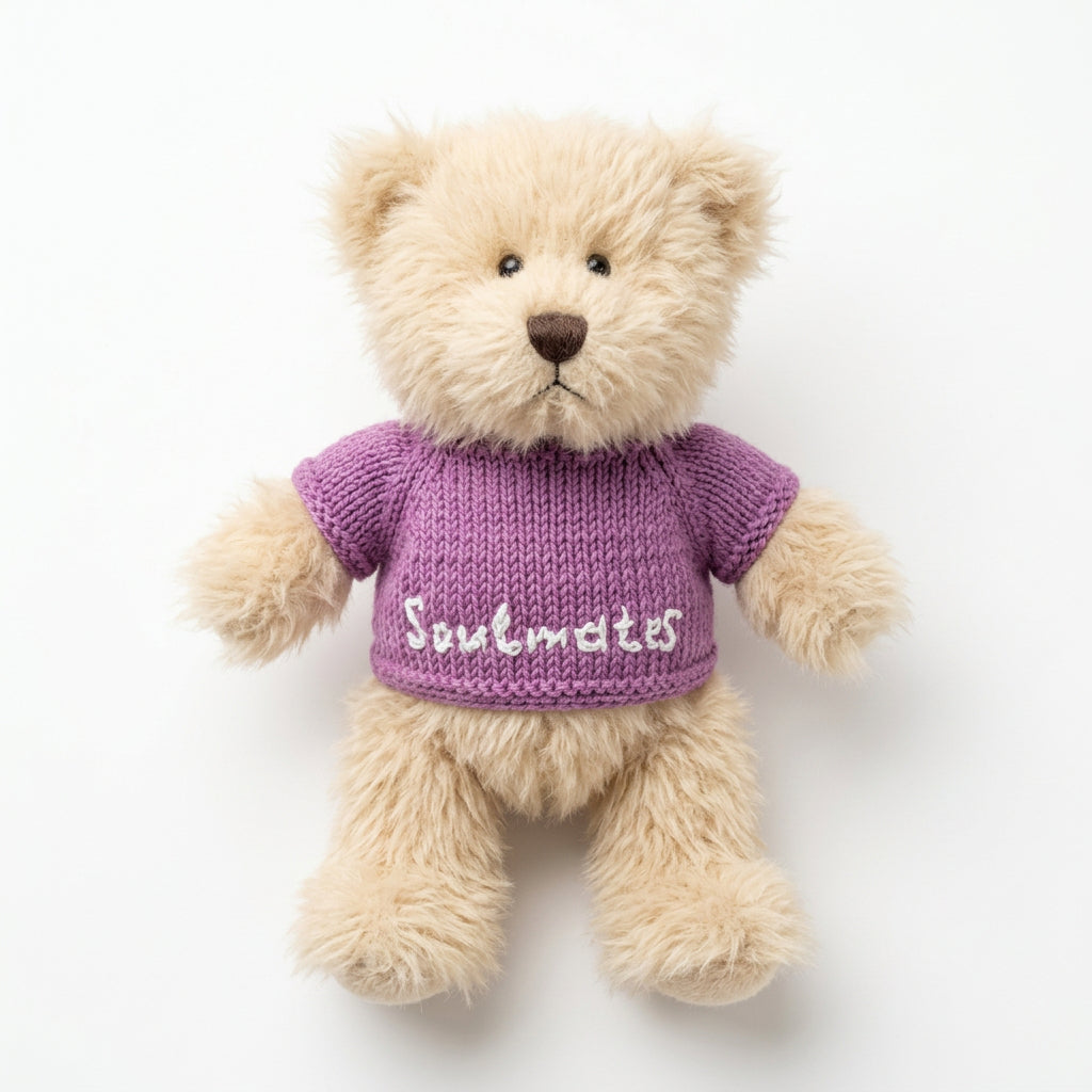 Hand-knitted Bear Toy in sweater