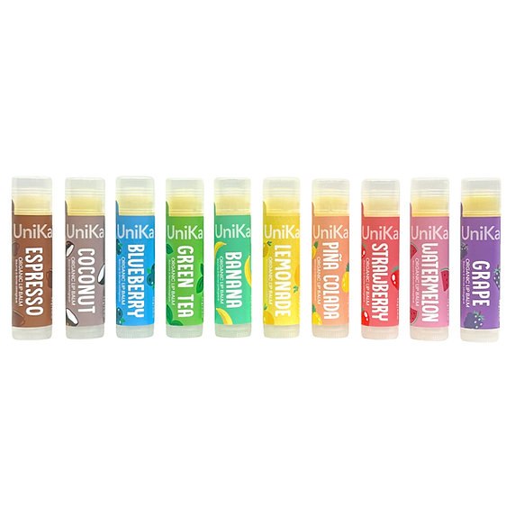 Organic Lip Balm "UniKa" (Pina Colada/Green tea/Coconut/ Espresso/Strawberry)