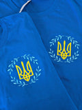 Royal blue T-shirt with an embroidered trident/wreath of leaves, Size L (women), XL (men) (Order)