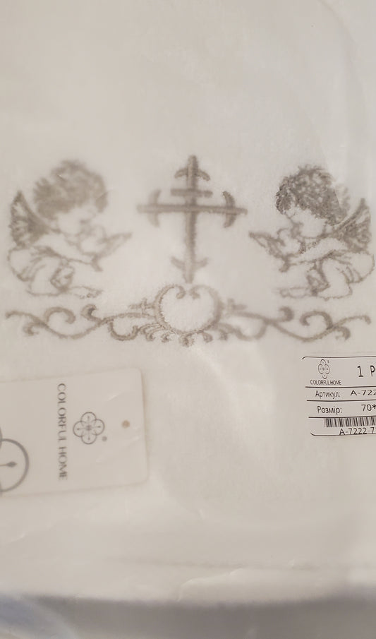 Embroidered baby terry blanket for baptism "Kryghma" 70x140