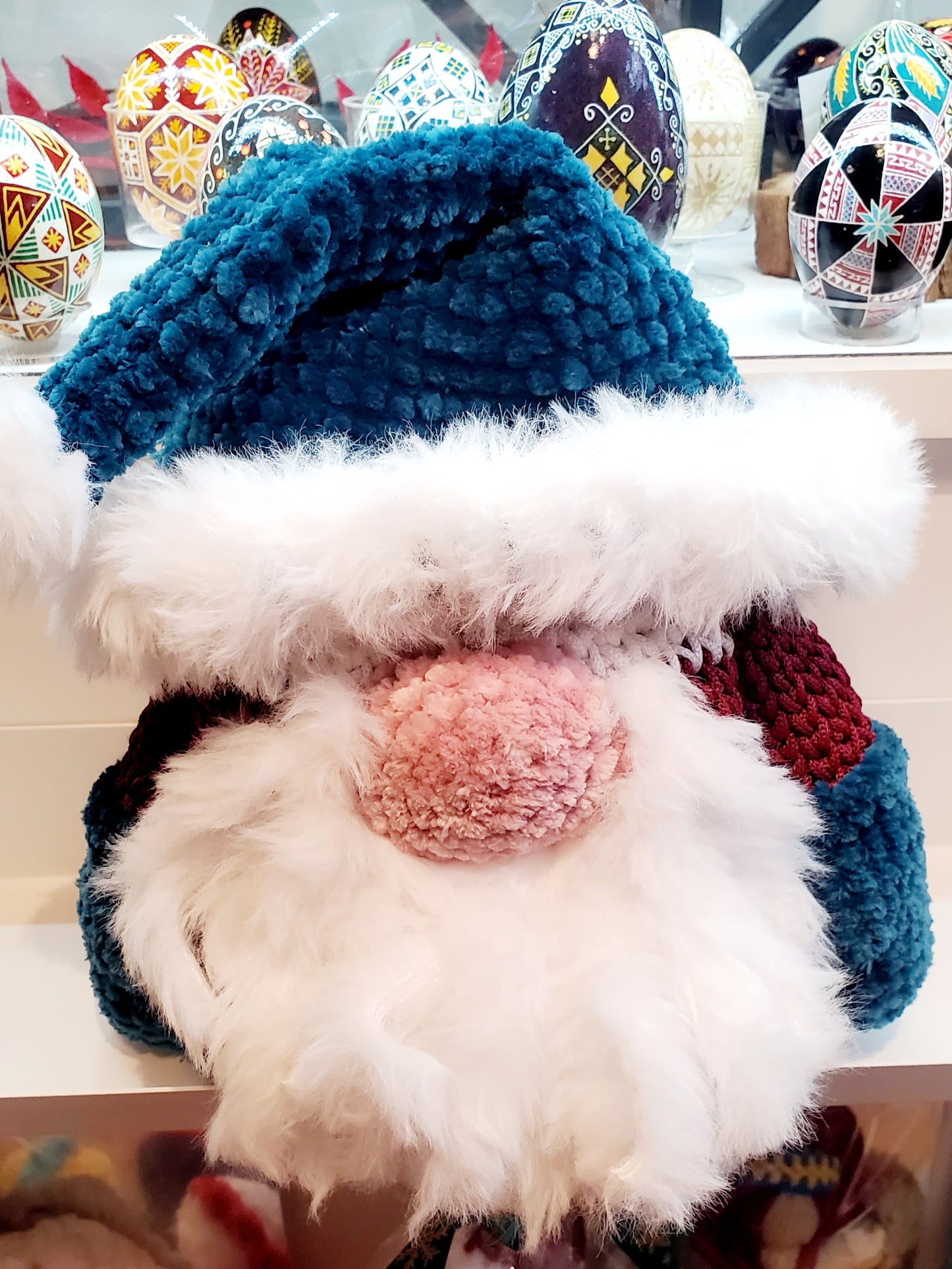 Knitted Christmas gnome basket