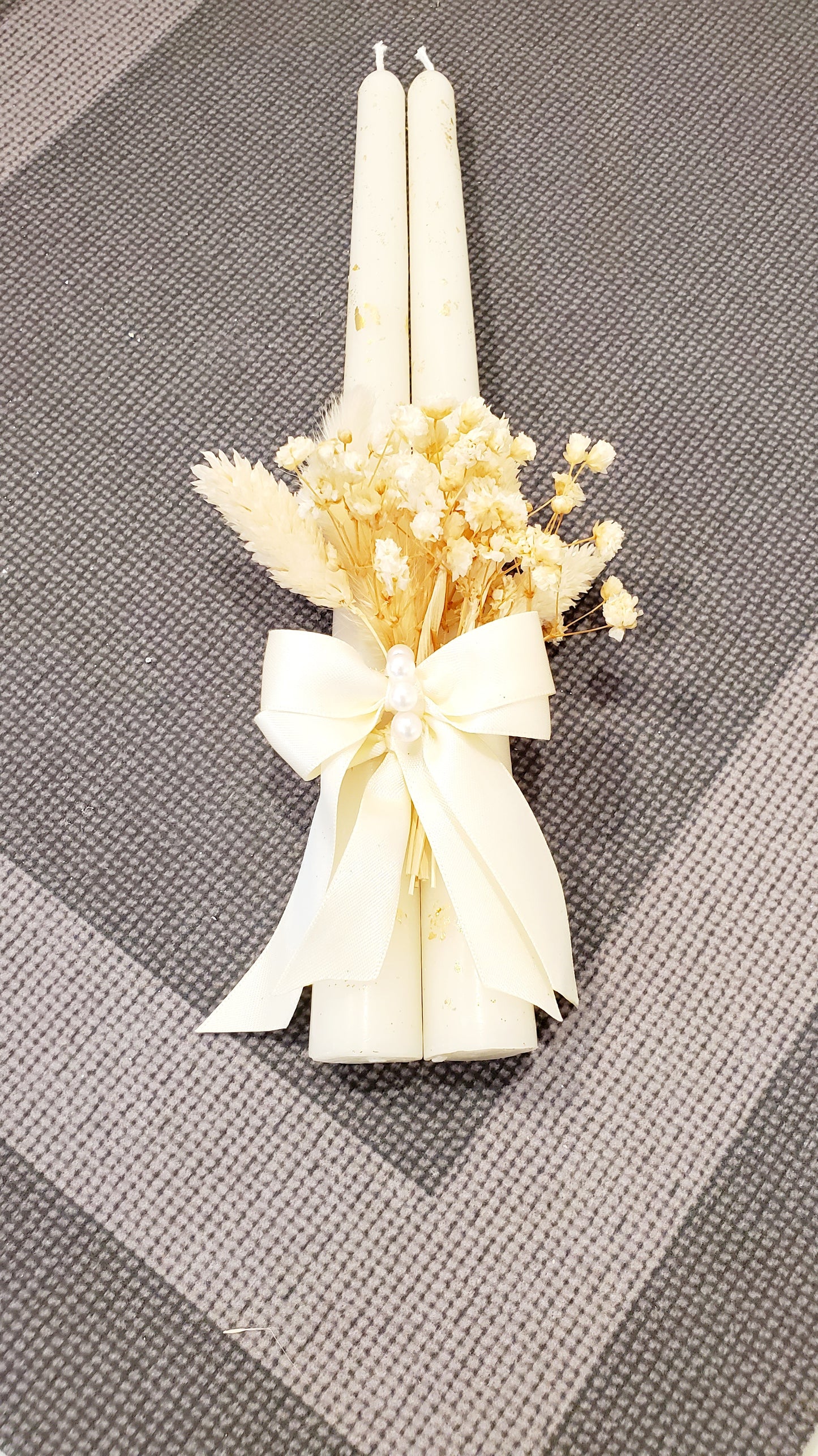 Beeswax wedding candles set (gold)