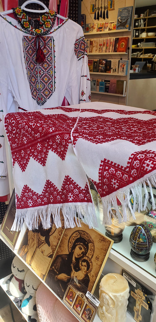 Embroidered Wedding Towel red (handmade)