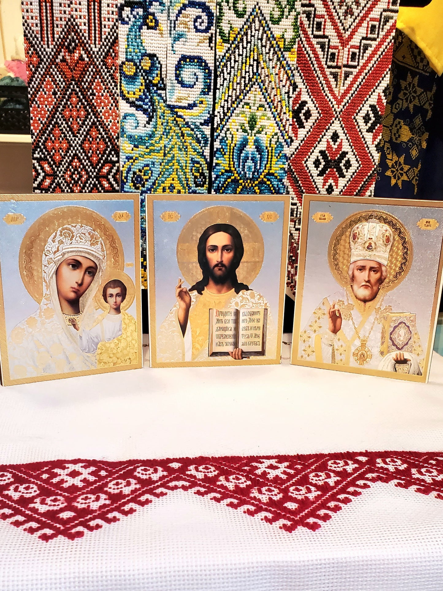 Christian Icon (3 in 1) wood medium size 10x12 cm